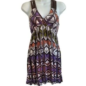 Lush Mini Fit Flare Dress Size Medium Geo Print
